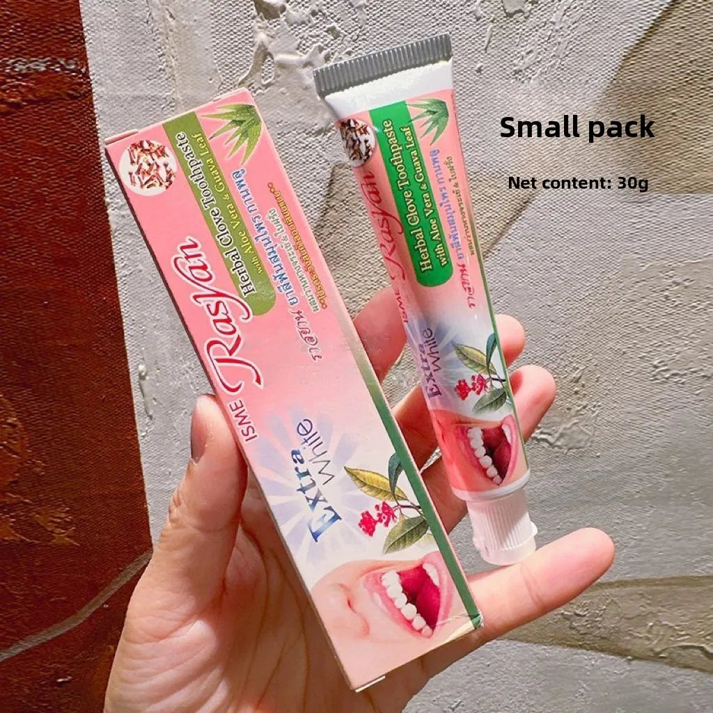 Tidesmit RASYAN herbal teeth whitening toothpaste for removing yellow stains, plaque, and bad breath.