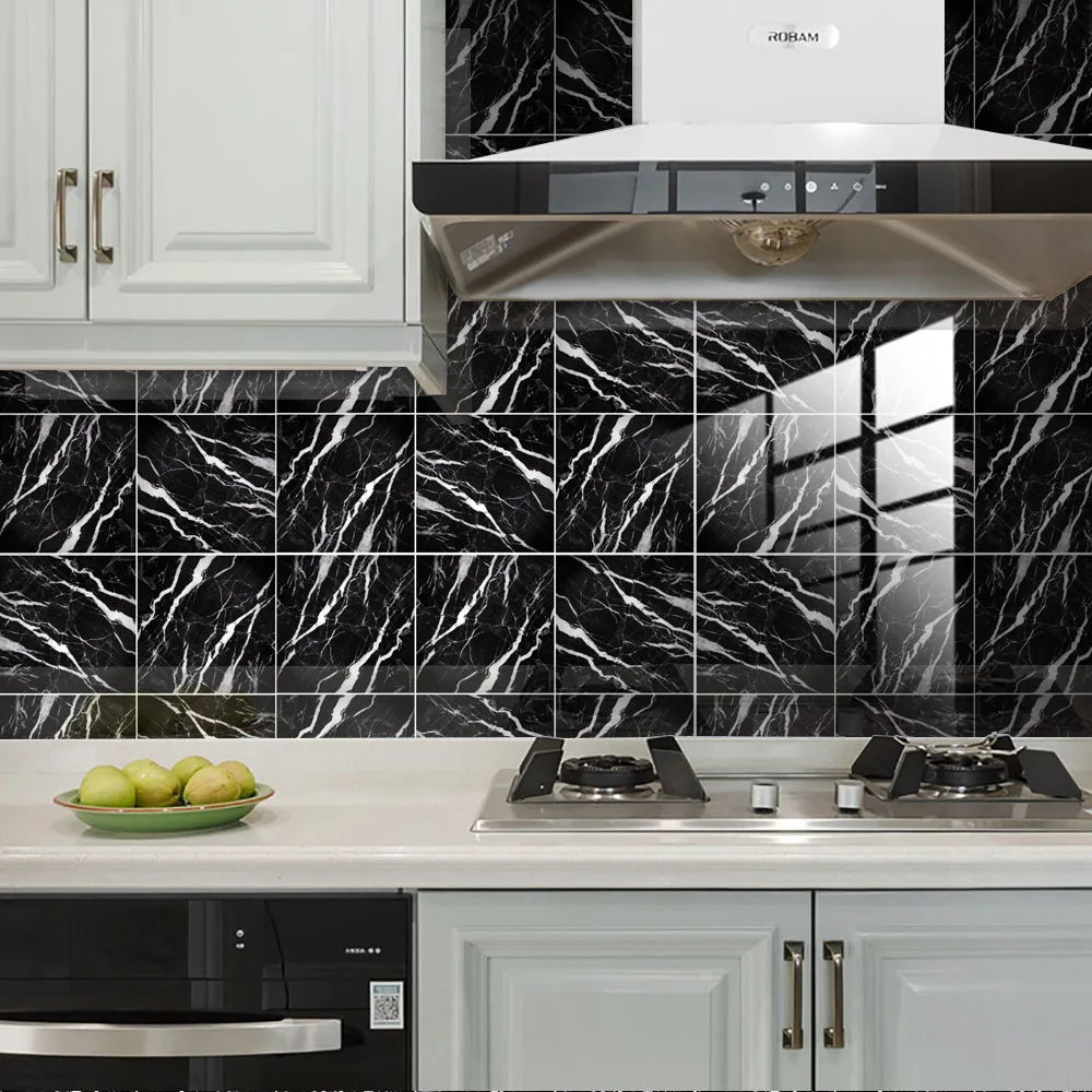 10pcs Crystal Tile Wall Stickers Self-Adhesive Kitchen Tiles PVC Backsplash Stickers Peel and Stick Bathroom Faux Stone Effect