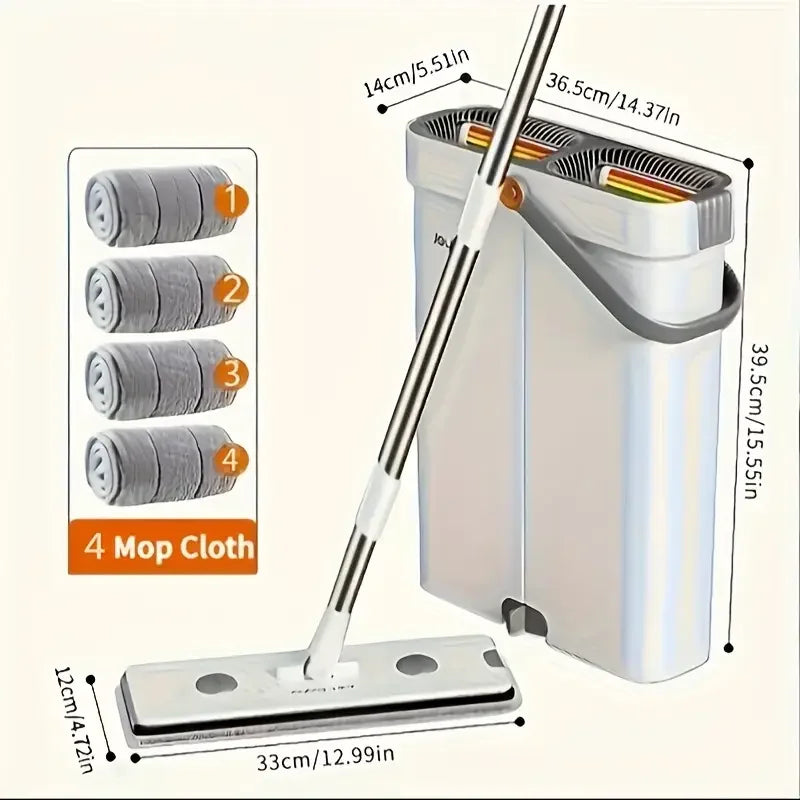 Spin Flat Mop Combo Set With Bucket Joybos 33cm Wet Dry Floor Cleaning Scraper Barrel Mops Washable Microfiber Toilet Bathroom