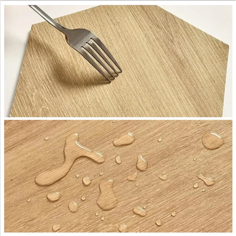 Hexagon Wood Grain Peel and Stick Floor Tiles Self Adhesive Waterproof Vinyl Wall Tile for Kitchen Bathroom Living Room Bedroom