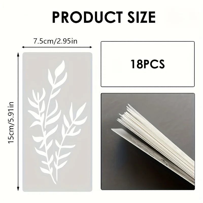 18Pcs/set DIY Flower Painting Stencils, Reusable Plastic Templates for Wood, Fabric, Paper Spray Paint & Graffiti Craft Supplies