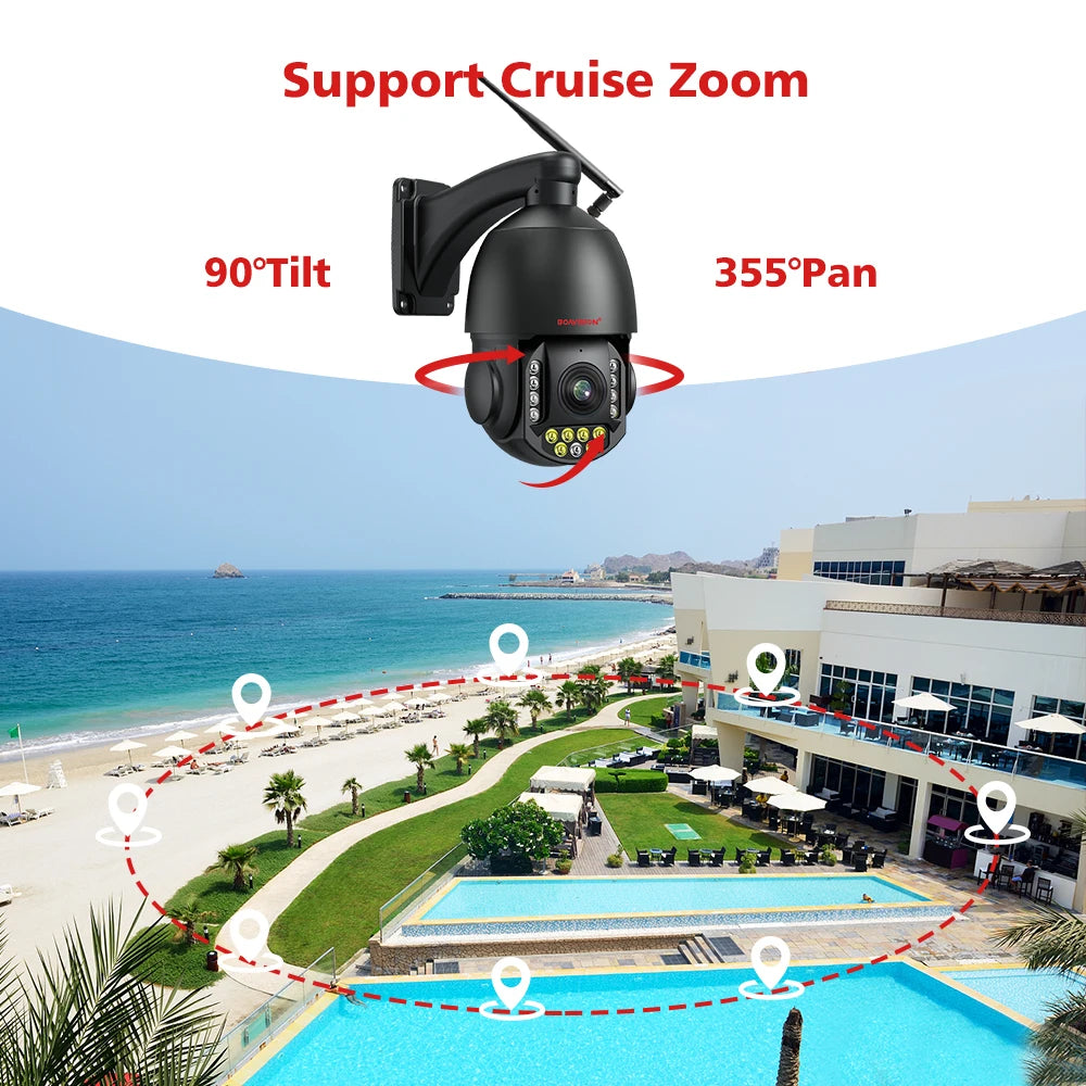 4K 8MP Surveillance Camera WIFI / 4G SIM Card / POE 30X Zoom PTZ AI Humanoid Tracking IR 100M Outdoor Speed Dome Security Camera