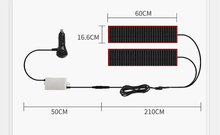 LED Pixel Panel Car Display 120x16.6cm - Programmable Scrolling Sign Tidesmit