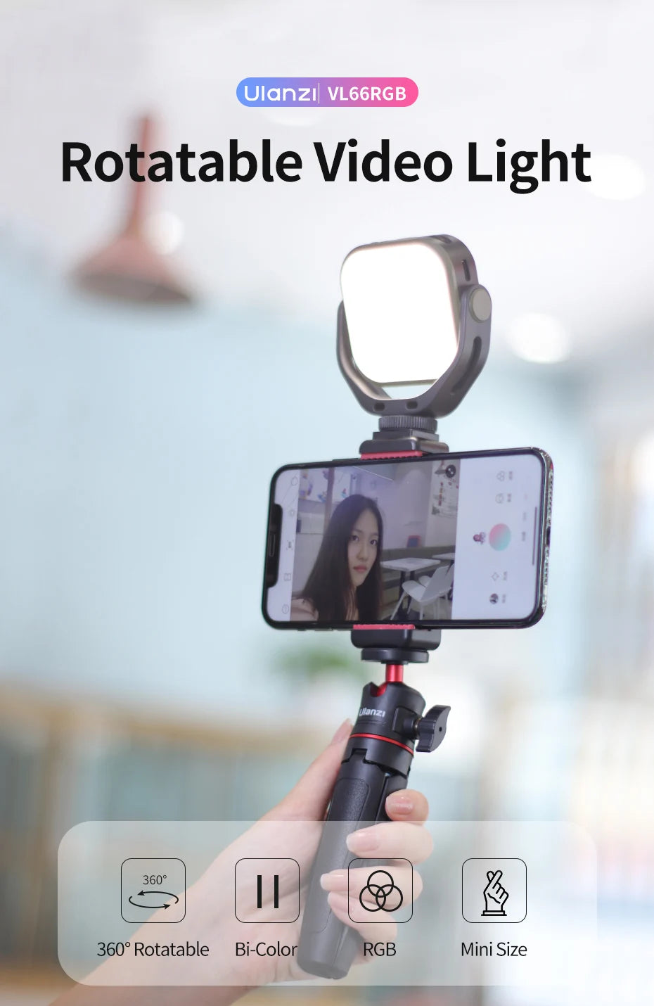 RGB Video Light for Camera & Smartphone - VL66 Portable LED Tidesmit