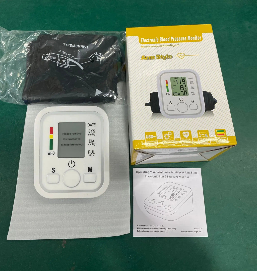 Automatic Digital Arm Blood Pressure Monitor Tonometer Meter Sphygmomanometer LCD Portable Health Care Pulse Meter BP Monitor