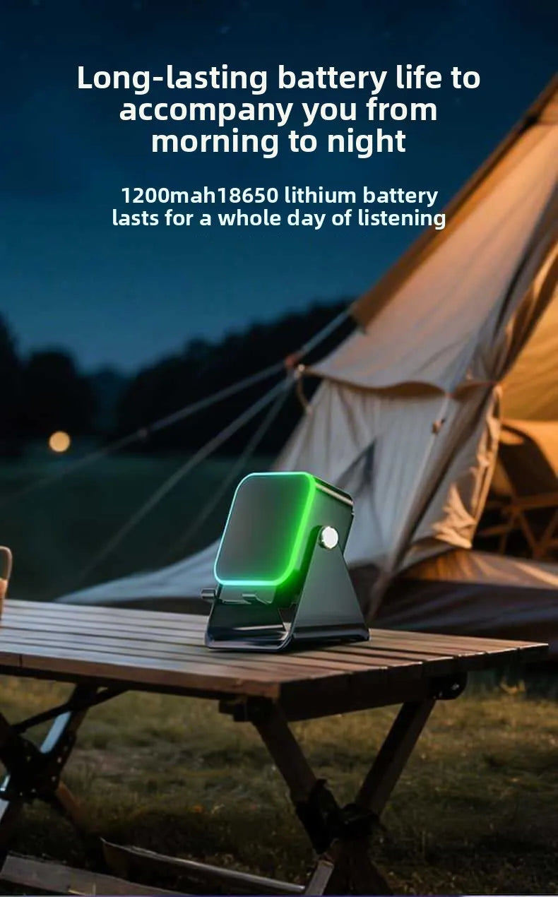 NEW 5 in 1 Auto-induction Wireless Induction Speaker 8 Mode RGB Light Phone Stand Surround Sound Portable Bluetooth Phone Holder