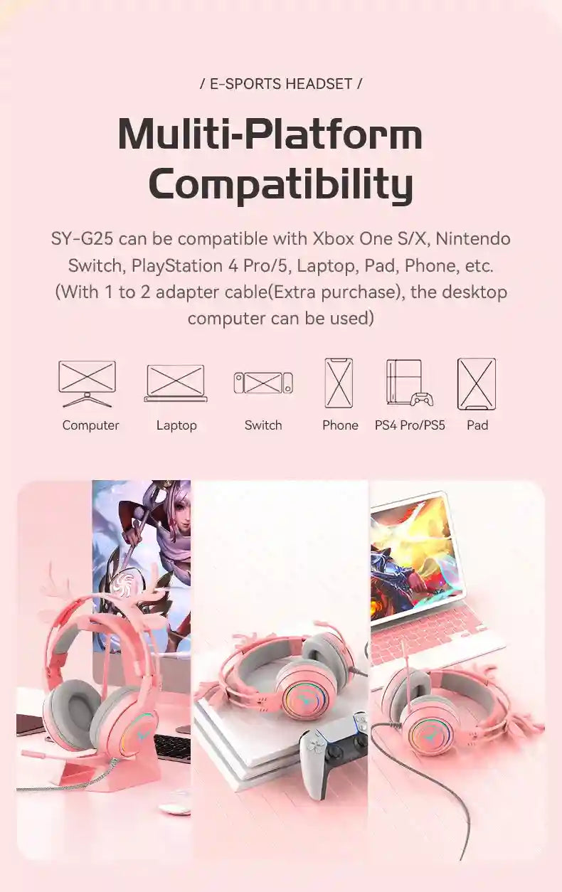 Wired Gaming Headphones Noise Cancelling Over-Ear Headset Tidesmit