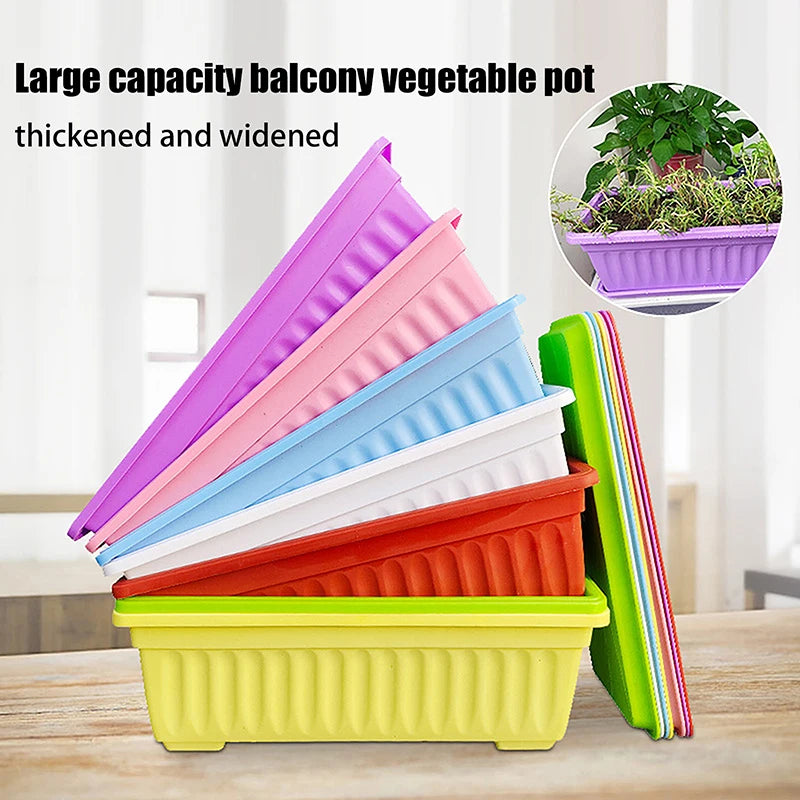 【ZYAA-1】1Set Plastic Vegetable Planters Rectangular Flowerpots For Balcony Indoor Gardening Breathable Plants Pots Garden Tools