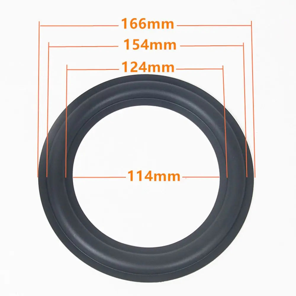 Black speaker suspension edge ring with measurements: 166mm, 154mm, 124mm, 114mm
