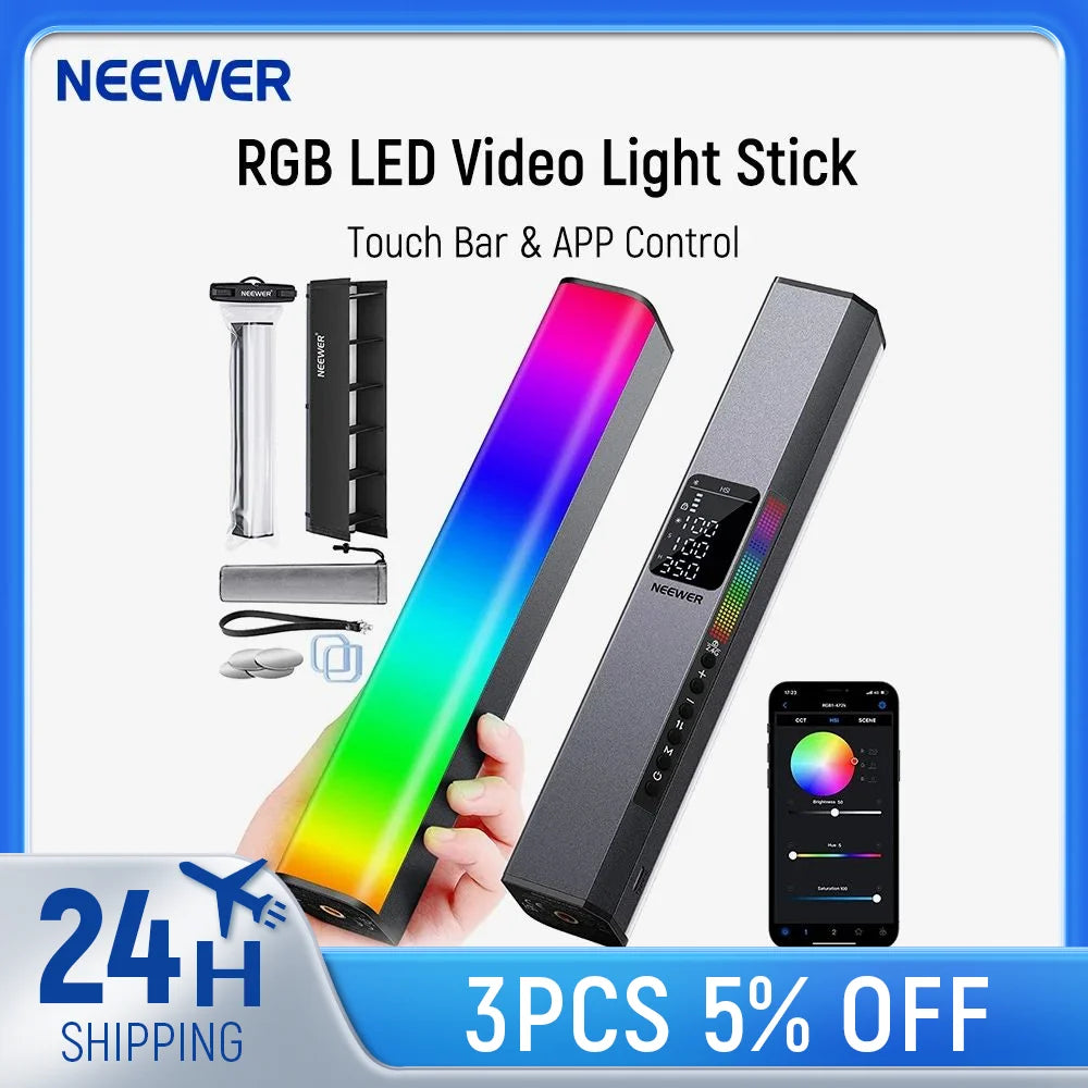 RGB LED Video Light Stick - Handheld Magnetic Wand for Content Creators Tidesmit