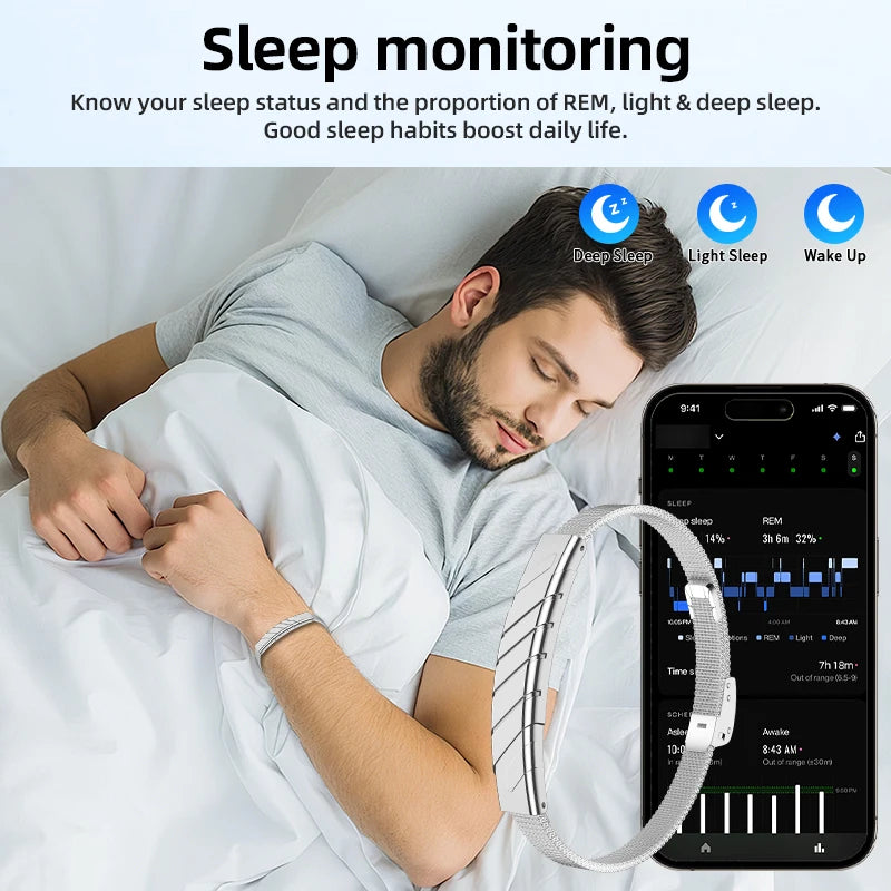 2026 New Bluetooth Smart Bracelet Health Wristband Heart Rate Sleep Stress Monitoring Sport Fitness Tracker No Screen Smartwatch