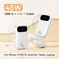 20000mAh Portable Charger with Fast Charging PD Power Delivery Dual USB-C White Tidesmit