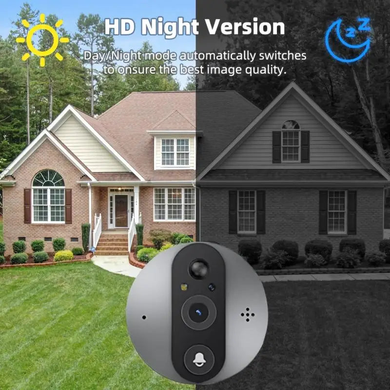 3MP Tuya Smart Life WiFi Peephole Door Camera 1080P Digital Viewer Doorbell 5000mAh Battery PIR Motion Detection IR Night Vision