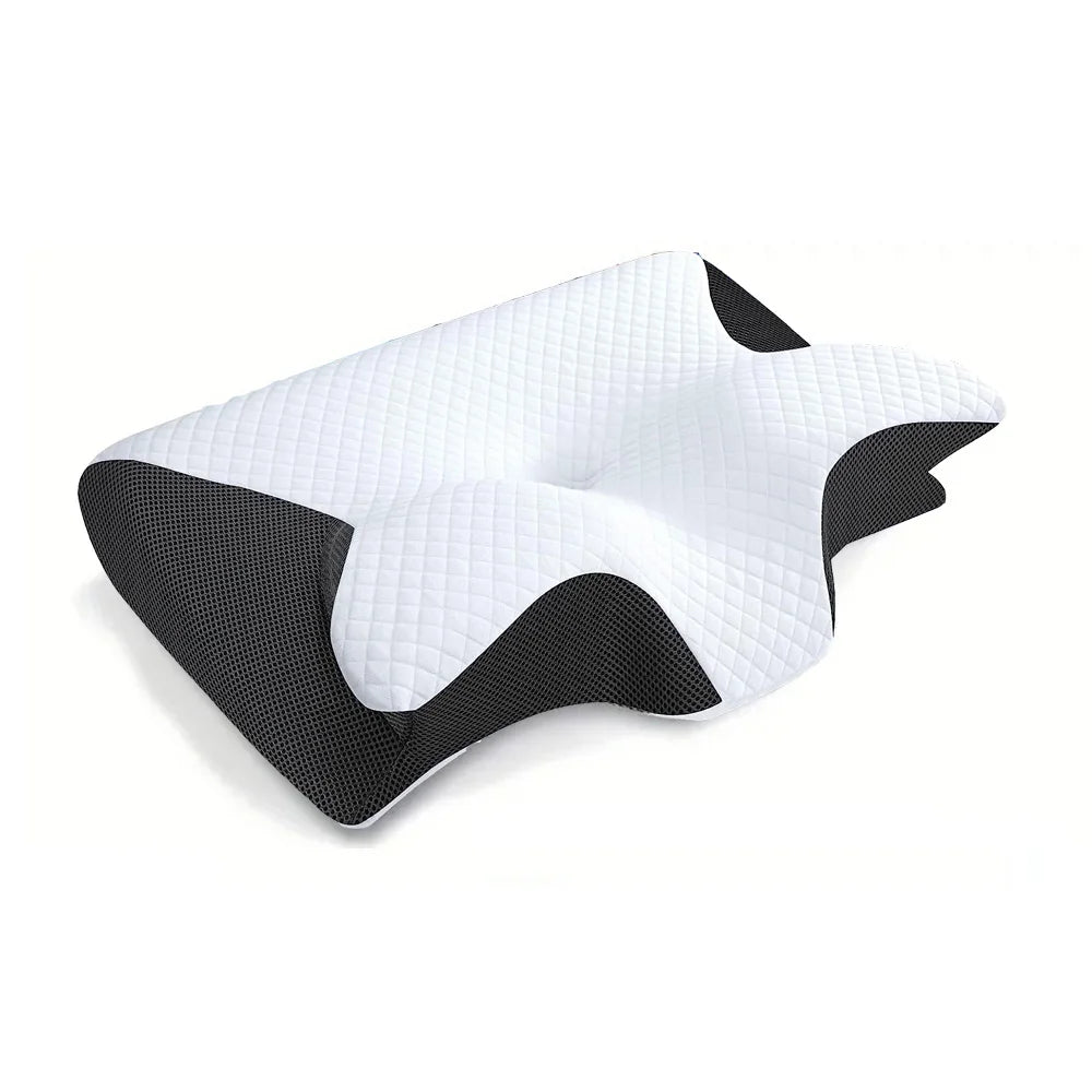 Memory Foam Neck Pillow: Ergonomic Cervical Support for Sleep Massage Cushion Black Tidesmit