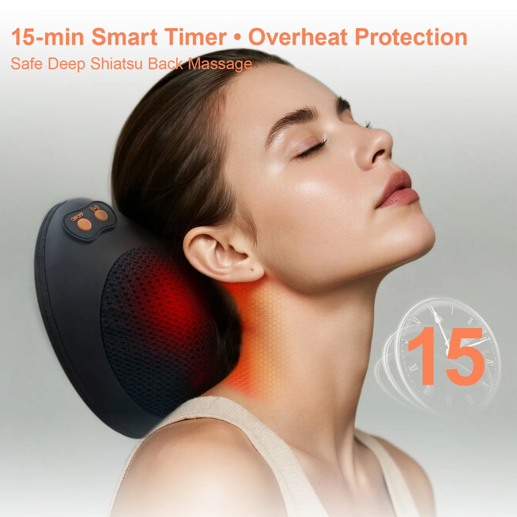 Electric Neck and Back Massager with Heat Therapy - Deep Tissue Relief Massage Cushion Tidesmit