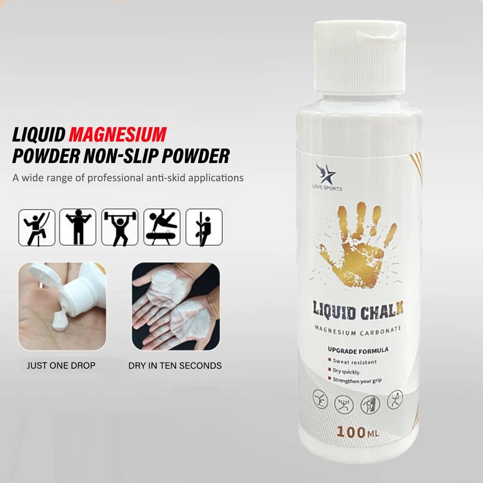 Sports Liquid Magnesium Powder Fitness Lifting Efficient Anti Slip sweat-absorbing Cream Grip Liquid Magnesium For Rock Climbing