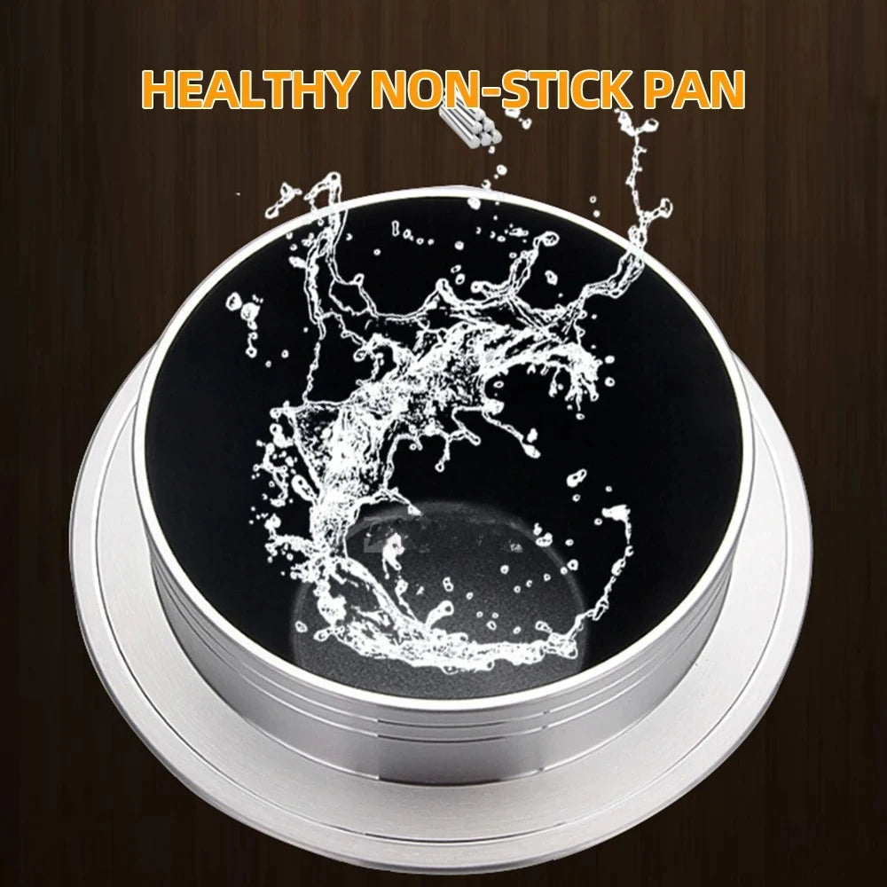Non-stick aluminum cooking pot insert with rim and splash-pattern detail