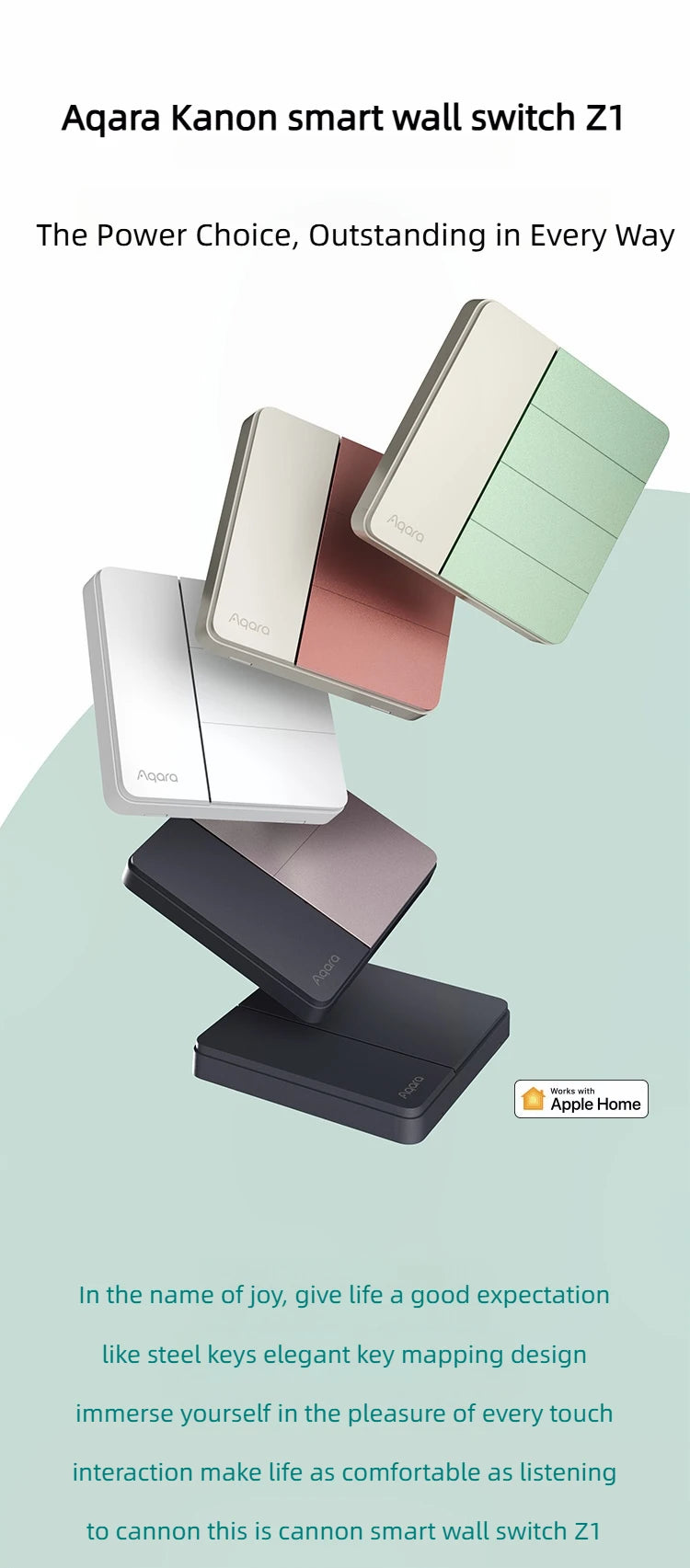 Aqara Smart Wall Switch Z1 More Control Zigbee 3.0 Compatible with Single Live/Neutral Wire Design Work With Mi Home HomeKit APP