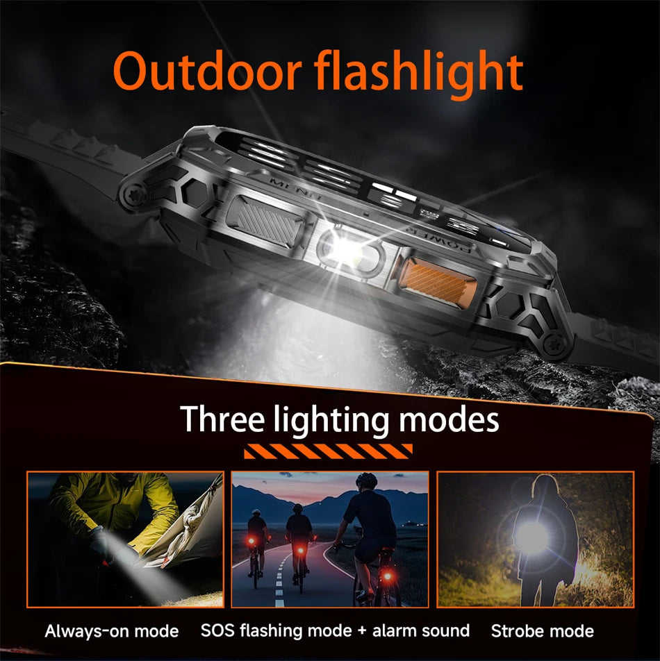 2026 New Hot flashlight Men Smartwatch Compass 1400 mAh BT call GPS fitness IP68 Waterproof Fashion Smartwatch For holiday Gifts