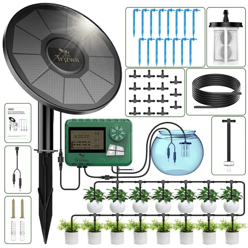 Solar Drip Irrigation Kit for Potted Plants with Smart App Timer Tidesmit