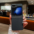 Samsung Z Flip 7 Leather Case - Slim Shock-Absorbing Folding Cover Grey black China Mainland Tidesmit