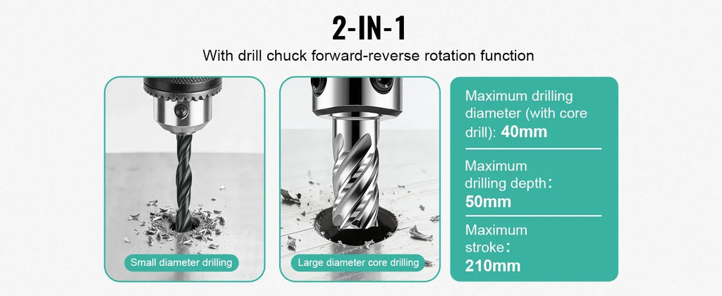 SIHAO Electric Magnetic Drill Machine 1450W/1550W 1.57/2" Max Drill Diameter 750 820 RPM Industrial Boring Tool
