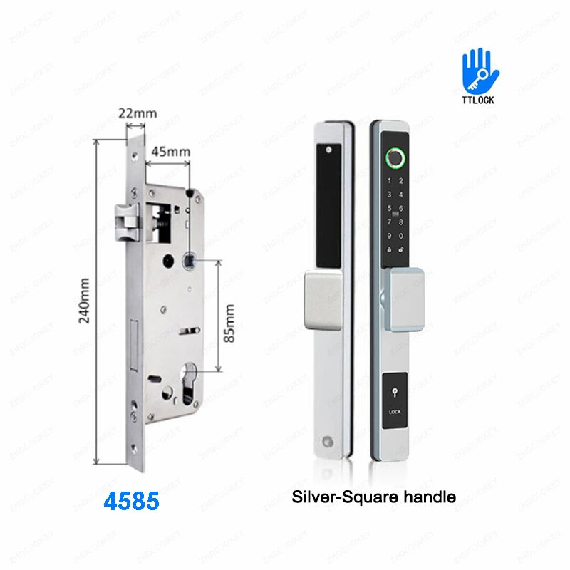 ZHDCOOKEY Biometric Digital Door Lock  Waterproof TTLock APP BLE Fingerprint RFID Card Password Aluminum Sliding Door Smart Lock
