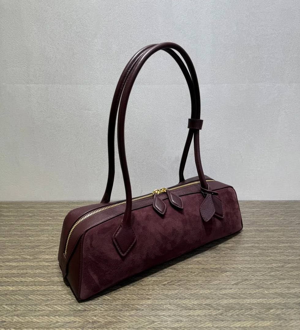 2026 high-quality genuine leather sausage bag, high-end customized high silk gloss leather handbag, women's shoulder bag