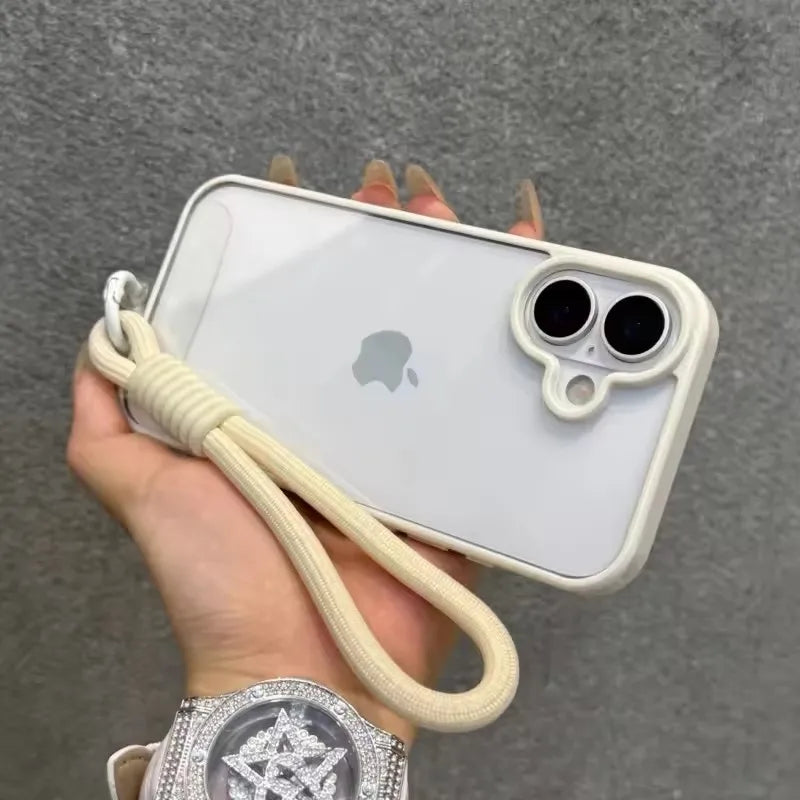 iPhone 16 Shockproof Case with Lanyard - Clear Slim Fit Acrylic Bumper Tidesmit