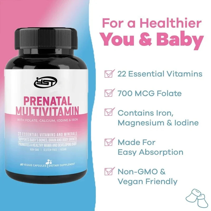 Prenatal Vitamins For Pregnant Women || Non Gmo Containing Iron, Calcium, Vitamin , C, Zinc, And Folate For Pregnant Women