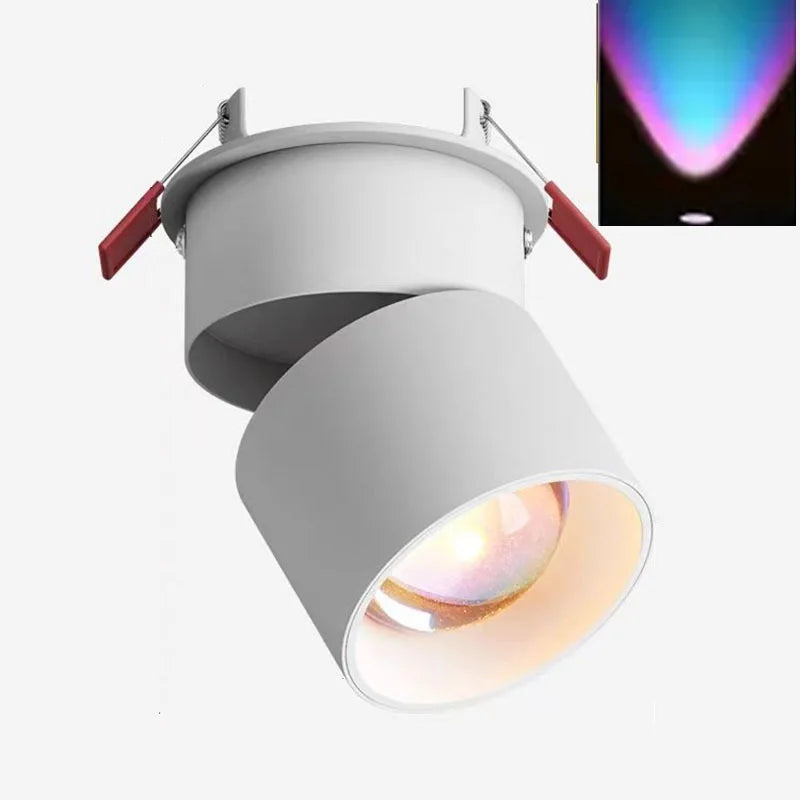White recessed-style LED ceiling spot light head with adjustable mounting brackets