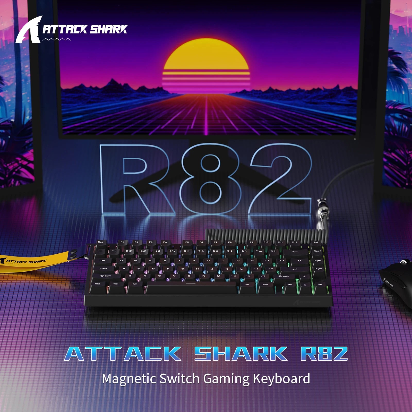 ATTACK SHARK R82 HE Rapid Trigger Wired Mechanical Gaming Keyboard TKL NKRO with 8K Polling,0.005mm RT Accuracy,256K Scan Rate,