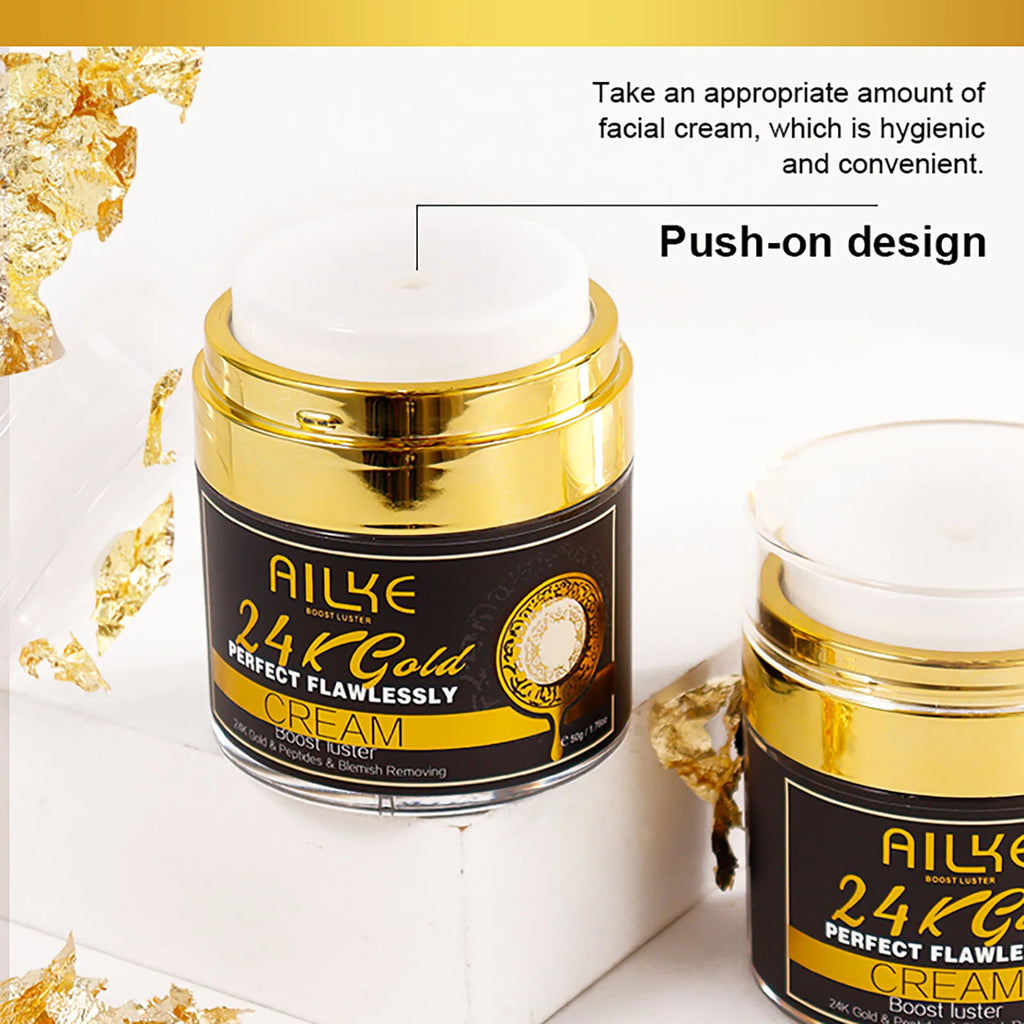 AILKE 24K Glod Flawlessly Skin Care Set, Whitening, Reduce Dark Spots, Pigmentation, Wrinkles, Moisturize, For All Skin Types