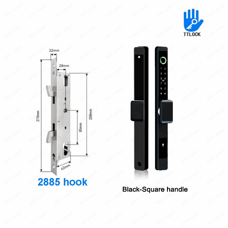 ZHDCOOKEY Biometric Digital Door Lock  Waterproof TTLock APP BLE Fingerprint RFID Card Password Aluminum Sliding Door Smart Lock