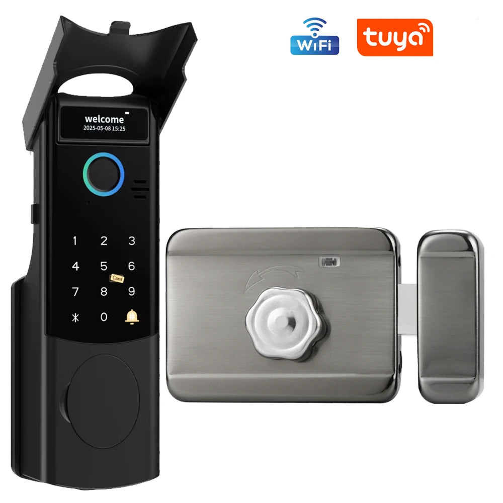 Waterproof  Support Tuya App Wifi Lock 3D Face Recognition Digital Code Keyless App Fingerprint Lock With Rechargeable Battery