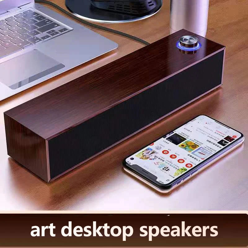 Wooden Computer Speaker with Subwoofer Bass - HiFi Audio System Tidesmit