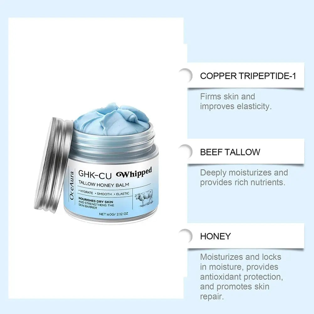GHK-Cu Blue Tallow Honey Balm Cream, Deep Skin Repair & Barrier Protection, Perfect for Dry, Sensitive & Aging Skin Care