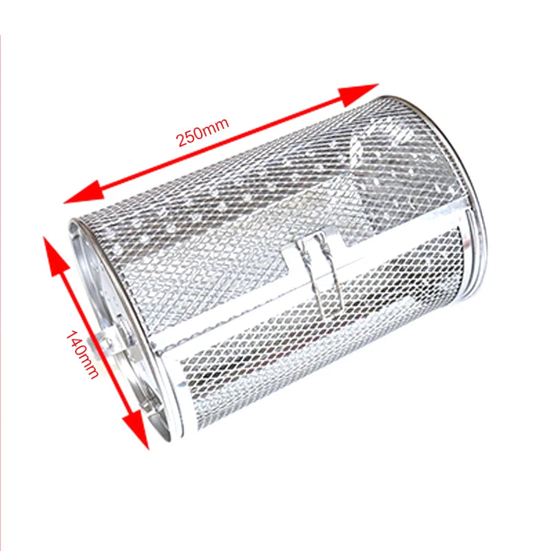 Stainless Steel Grill Rotisserie Oven For Kitchen Fry Basket Coffee Bean Grilled Cage Drum Rack Air Fryer Accessories Universal