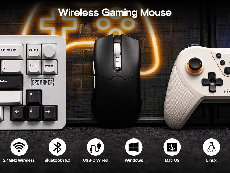 EPOMAKER Click Lite Tri-mode Wireless Ergonomic Contours Gaming Mouse with PAW3311 Sensor & 800–24 000 DPI for Gaming