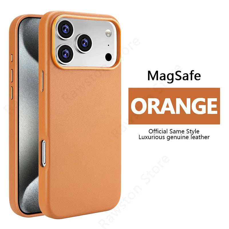 MagSafe Leather Phone Case for iPhone 17 Pro - Slim Shock-Absorbing Cover Yellow with Box Packing Tidesmit