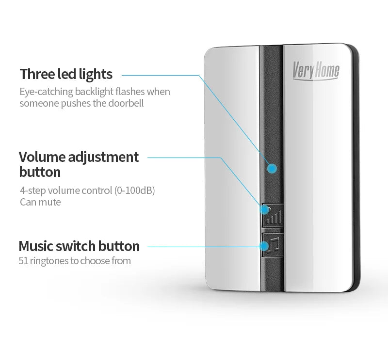 K33 Wireless Doorbell Waterproof Self-powered Button Smart Door Bell Sets Home Welcome Outdoor House Chimes  Receiver