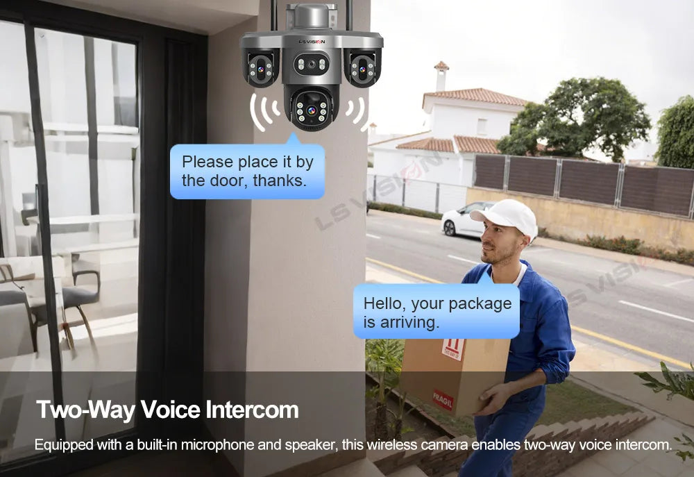 LS VISION 4G / WiFi Solar Camera 3Lenses Outdoor 15MP 4K Low Power Battery IP Camera PIR Night Vision V380 Pro CCTV Security