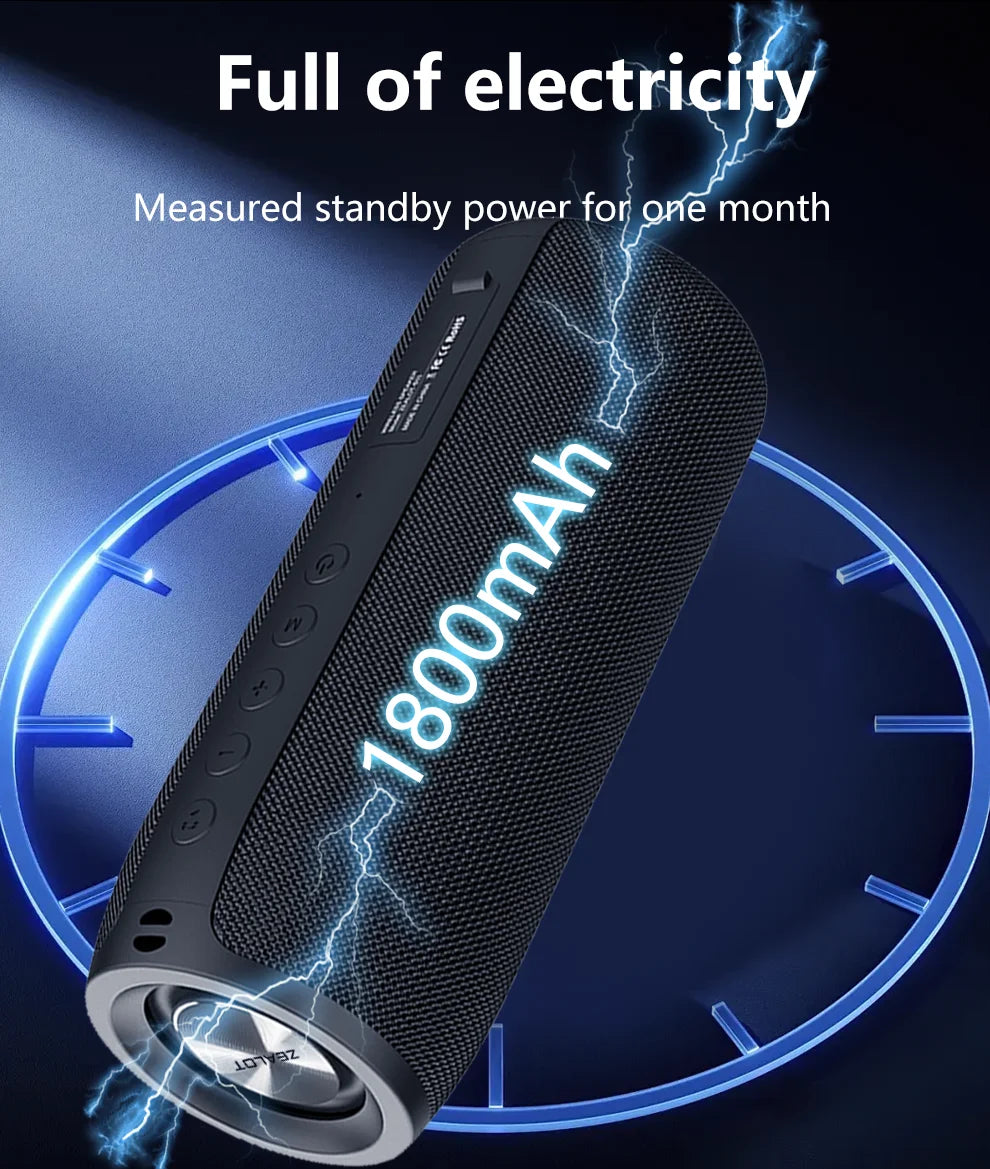 ZEALOT S51 10W Wireless Speakers, 1800mAh Battery, 10 Hours Playtime Loud Stereo, Booming Bass.