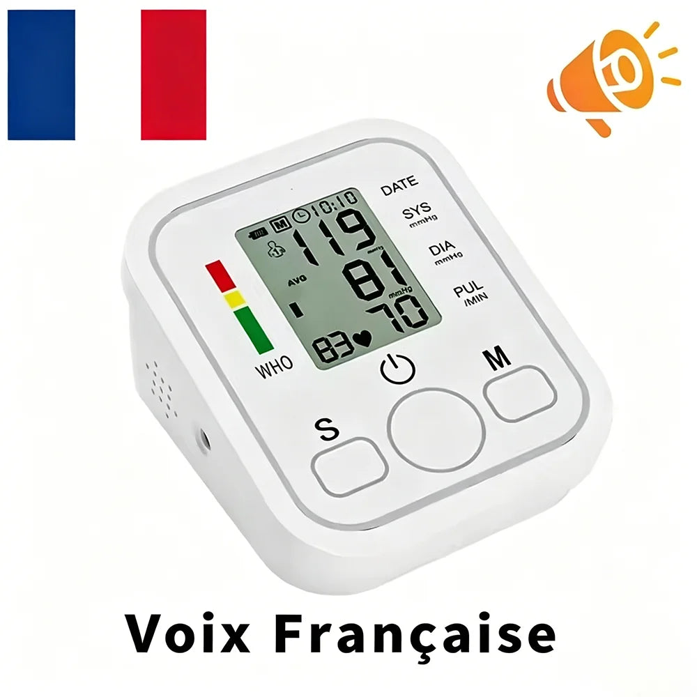 Digital Blood Pressure Monitor Upper Arm Cuff Home Use Automatic BP Tonometer Sensor Pulse Rate Meter Sphygmomanometer