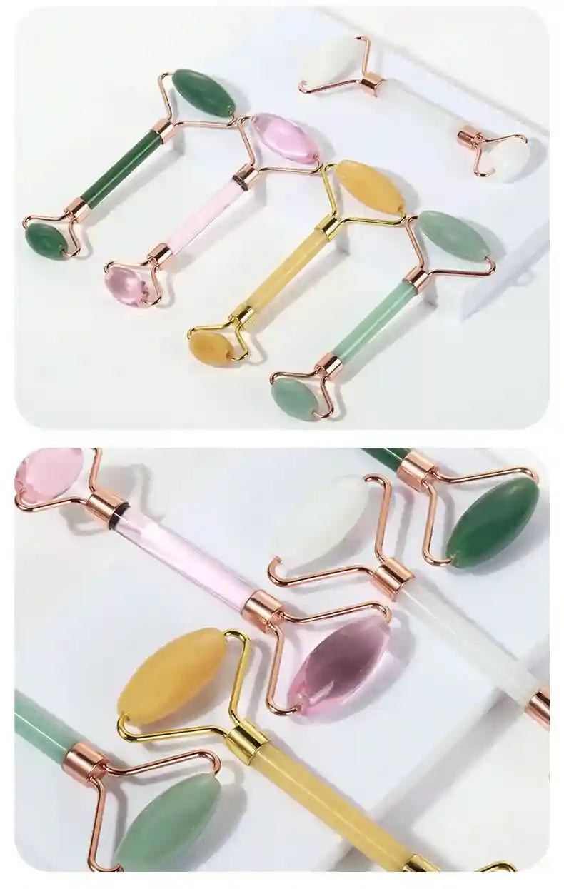 Jade Roller and Gua Sha Facial Massage Set - Natural Skin Rejuvenation Massage Roller Tidesmit