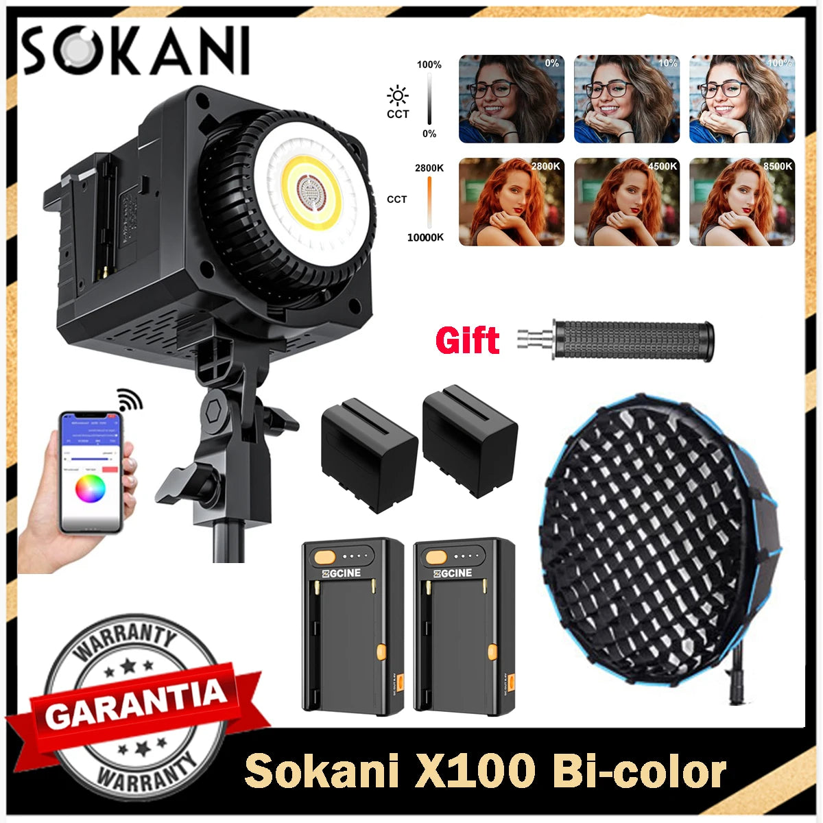 100W Bi-Color LED Video Light with Bowens Mount - Tidesmit Professional Tidesmit