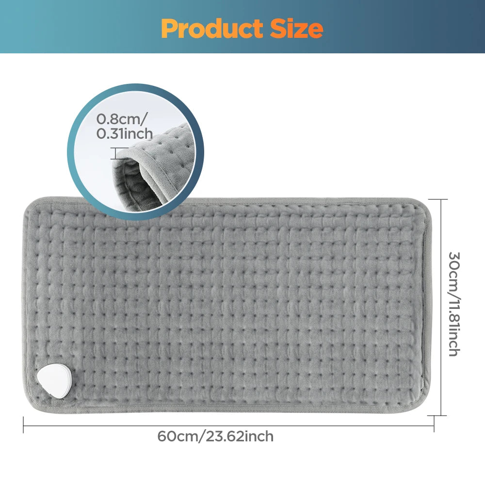Electric Heating Pad for Pain Relief 60x30cm - Washable Wellness Tool Relaxation Treatment Tidesmit