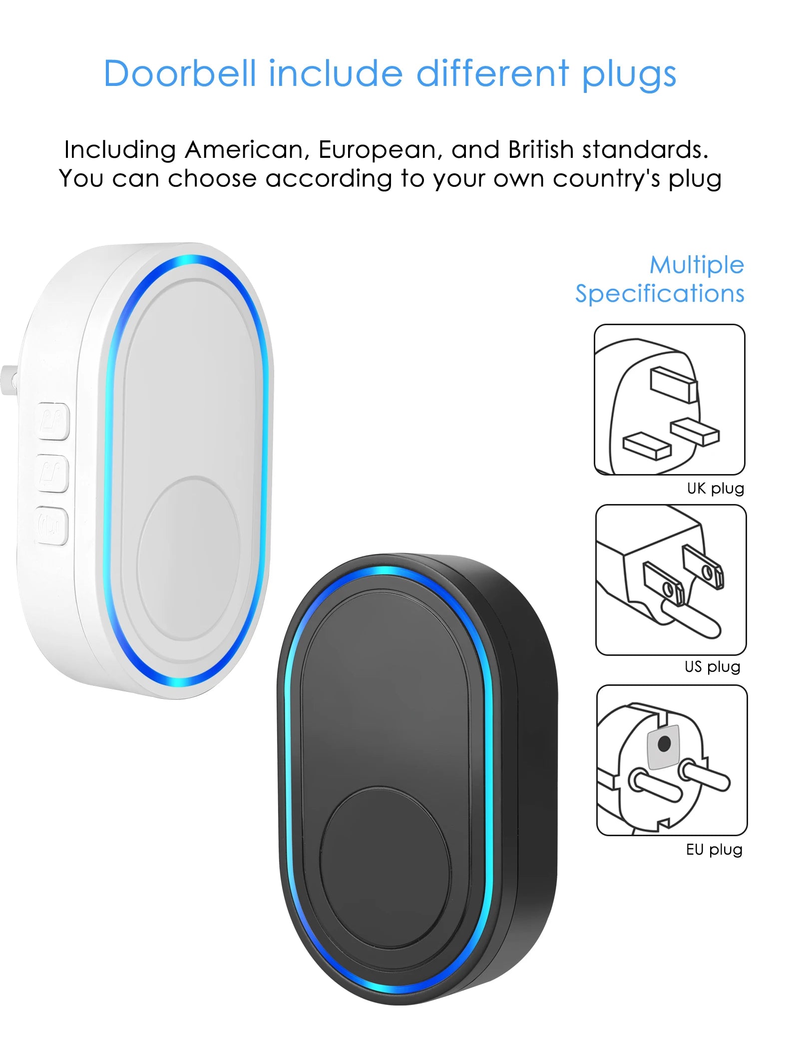 Wireless Doorbell 39 Music LED Flash Security Alarm Outdoor IP65 Waterproof Smart Home Intelligent Door Bell Chime Kit