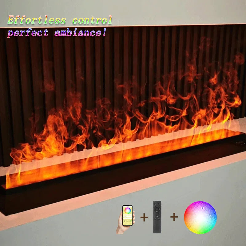 Water Steam Fireplace TV Decoration Indoor Fake Fire 3D LED Plug-in Modern Smart Electric Atomization APP Fireplace