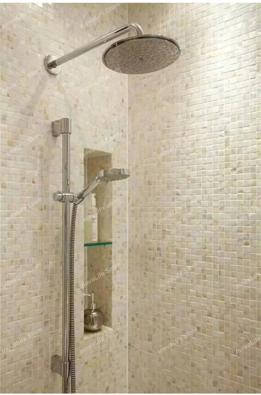 30x30CM Natural Shell Mosaic Tiles Sheet Mother of Pearl Wallpaper Tile Sticker Kitchen Backsplash Bathroom Shower Decorative